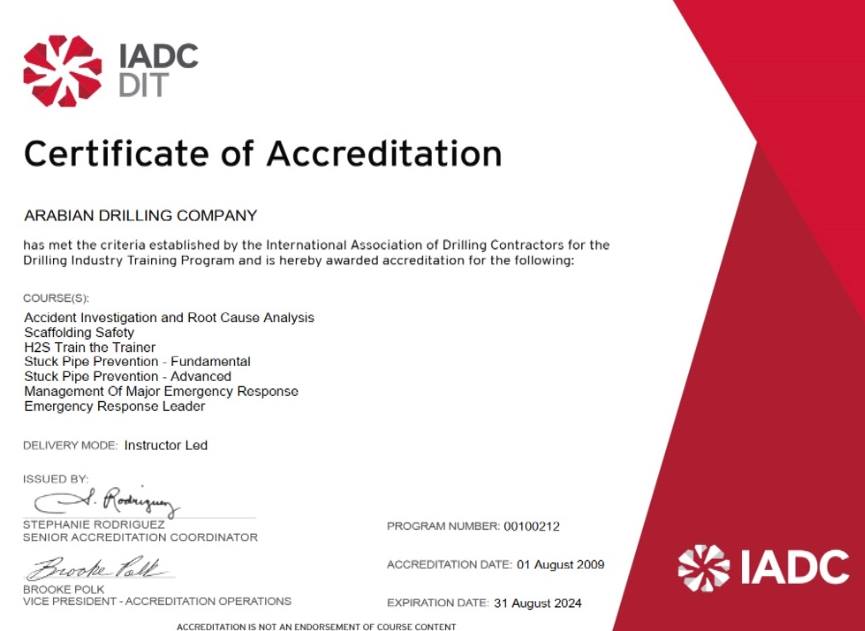 IADC DIT - Certificate of Accreditation